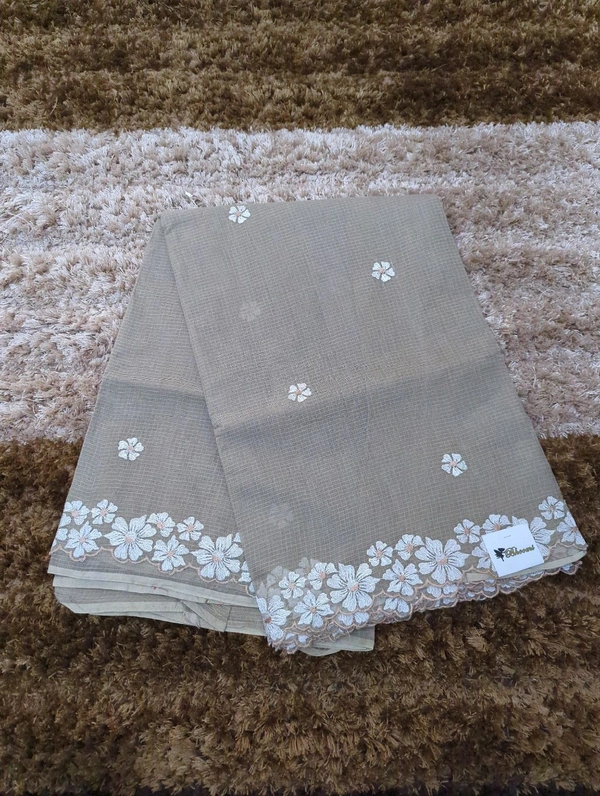 Pure Cotton Kota Embroidery  - Gray