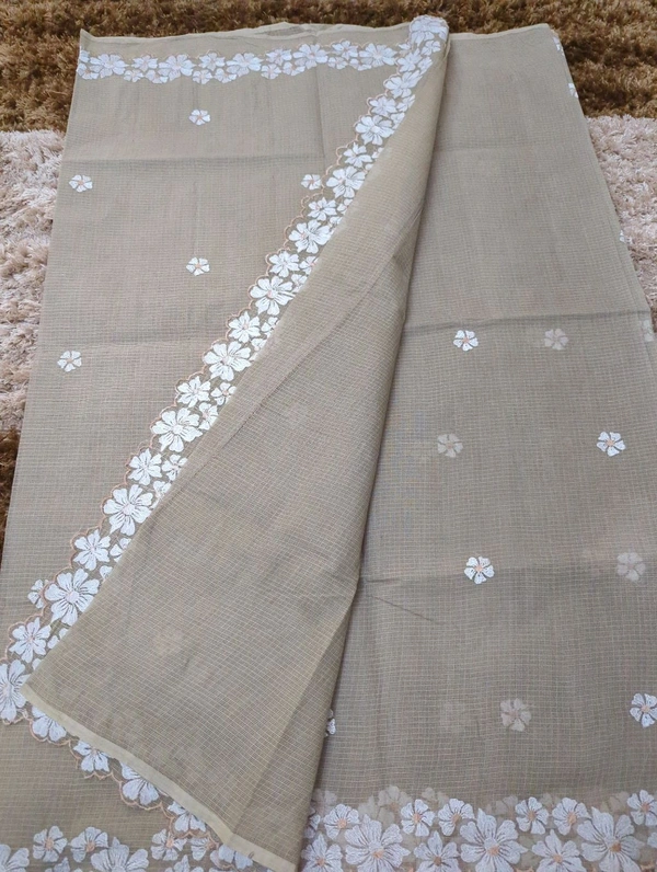 Pure Cotton Kota Embroidery  - Gray