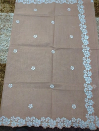 Pure Cotton Kota Embroidery  - Tan