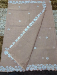 Pure Cotton Kota Embroidery  - Tan