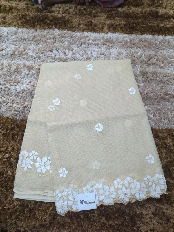 Pure Cotton Kota Embroidery  - Cream