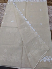 Pure Cotton Kota Embroidery  - Cream