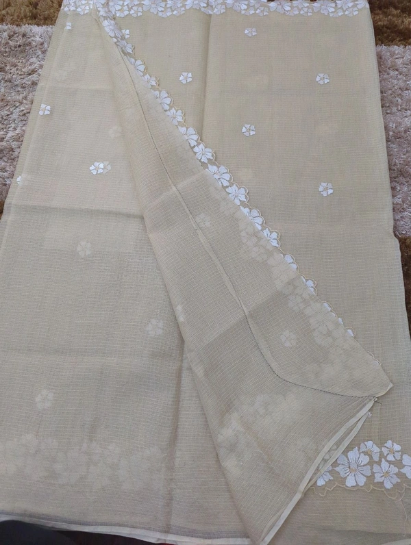 Pure Cotton Kota Embroidery  - Cream