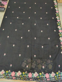 Pure Vichitra Silk  - Black