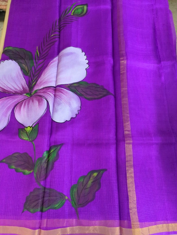 Pure Sulk Kota Handpainted - Violet