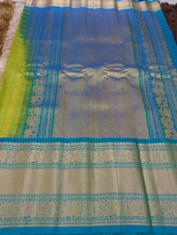 Pure Handloom Gadwal Pattu Kanchi Boardes - Yellow Green