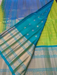 Pure Handloom Gadwal Pattu Kanchi Boardes - Yellow Green