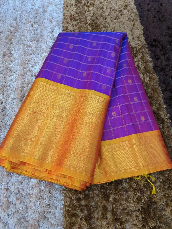 Pure Handloom Gadwal Pattu Kanchi Boardes - Purple