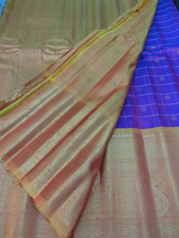 Pure Handloom Gadwal Pattu Kanchi Boardes - Purple