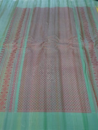 Pure Handloom Designer  Gadwal Pattu  - Baja White