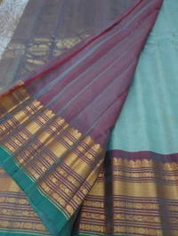 Pure Handloom Gadwal Pattu  - Jungle Mist