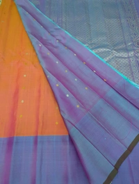 Pure Handloom Designer  Gadwal Pattu  - orange
