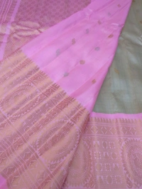 Pure Handloom Premium Gadwal Pattu With Kanchi Boards  - Silver