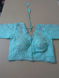 Soft Russian With Desiner Readymade Blouse  - sky blue