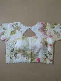 Soft Russian With Desiner Ready Made Blouse  - Mint Green