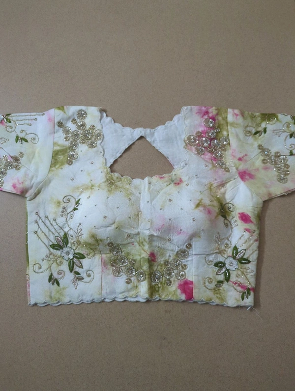 Soft Russian With Desiner Ready Made Blouse  - Mint Green