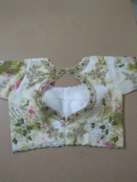 Soft Russian With Desiner Ready Made Blouse  - Mint Green