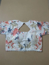 Soft Russian With Desiner Ready Made Blouse  - Flush Orange