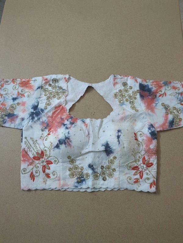 Soft Russian With Desiner Ready Made Blouse  - Flush Orange