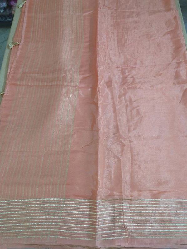 Soft Russian With Desiner Ready Made Blouse  - Flush Orange