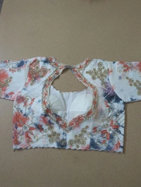 Soft Russian With Desiner Ready Made Blouse  - Flush Orange