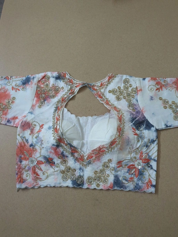 Soft Russian With Desiner Ready Made Blouse  - Flush Orange