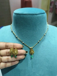 Black Beads With Antique Pendent set - Vz