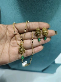 Black Beads With Antique Pendent set - Vz