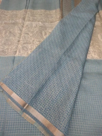 Tussar Checks - Jungle Mist