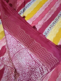 Pure Mushru With Block Print - Wild Watermelon 6