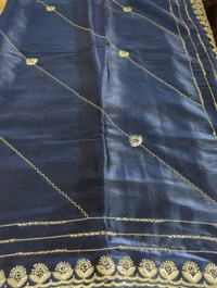 Designer Hand Work Saree - Navy Blue
