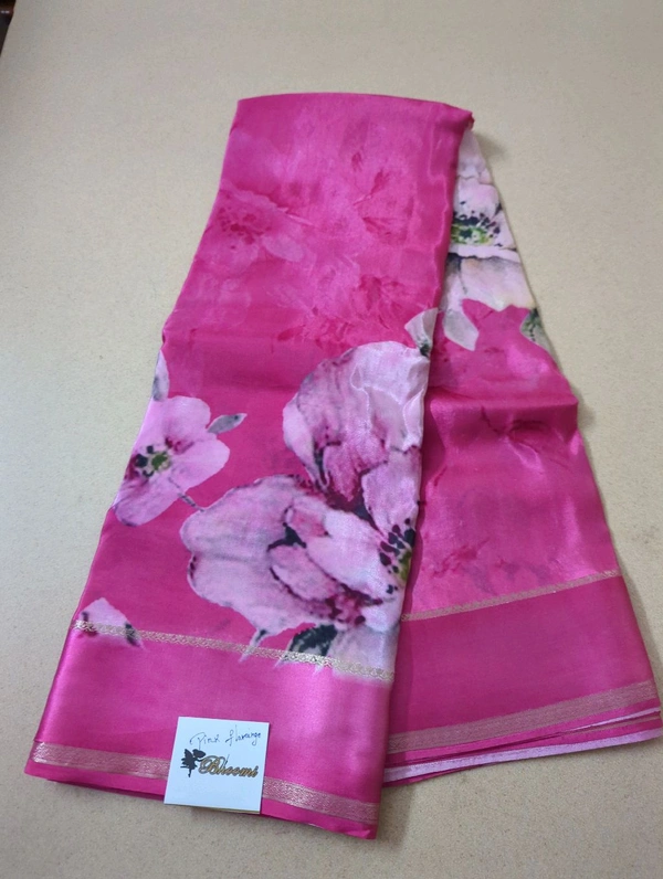 Pure Crepe With Satin Border  - Pink Flamingo 5