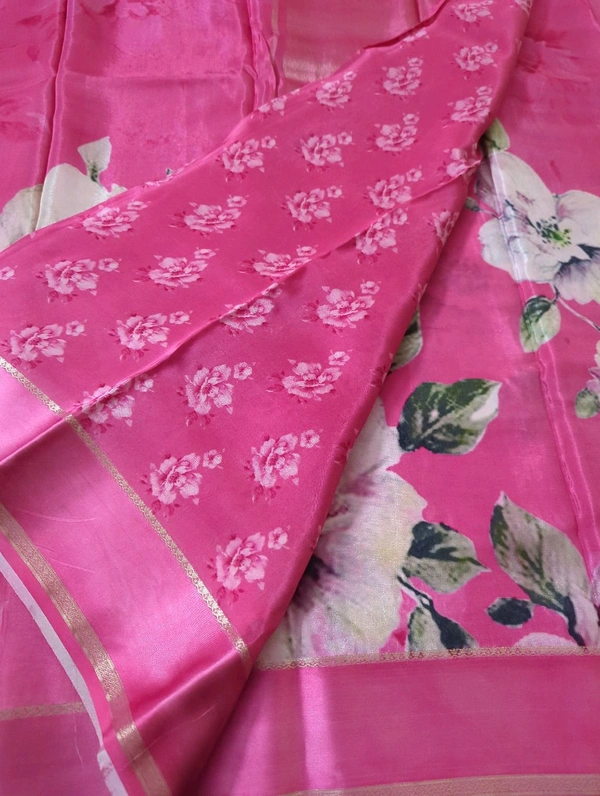 Pure Crepe With Satin Border  - Pink Flamingo 5