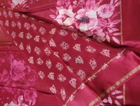 Pure Crepe With Satin Border  - pink 4