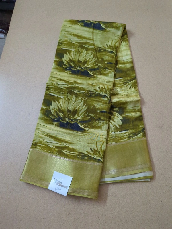 Pure Crepe With Satin Border  - Olivine 3
