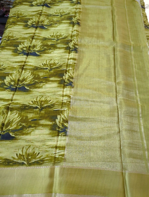 Pure Crepe With Satin Border  - Olivine 3