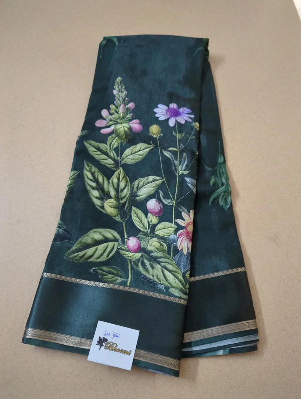 Pure Crepe With Satin Border  - dark green 2