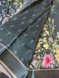 Pure Crepe With Satin Border  - dark green 2
