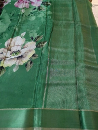 Pure Crepe With Satin Border  - Hippie Green 1