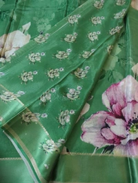 Pure Crepe With Satin Border  - Hippie Green 1