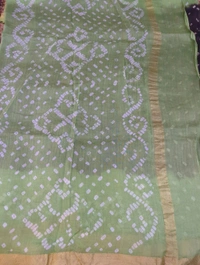 Pure Chanderi Bandhej  - Black