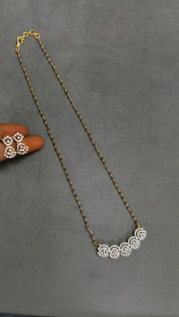 Black Diamonds With Diamond Replica Pendant And Eartops - 17 Inches, Vz