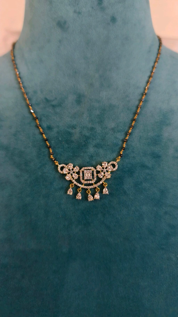 Black Diamonds With Diamond Copy Pendant - 18 Inches, Vz