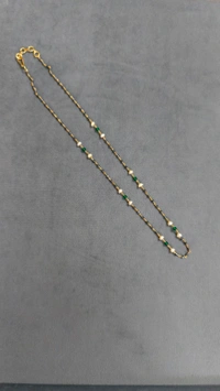 Black Diamonds With Real Pearls And Manulu,Single Line - 16 Inches, Green, Vz