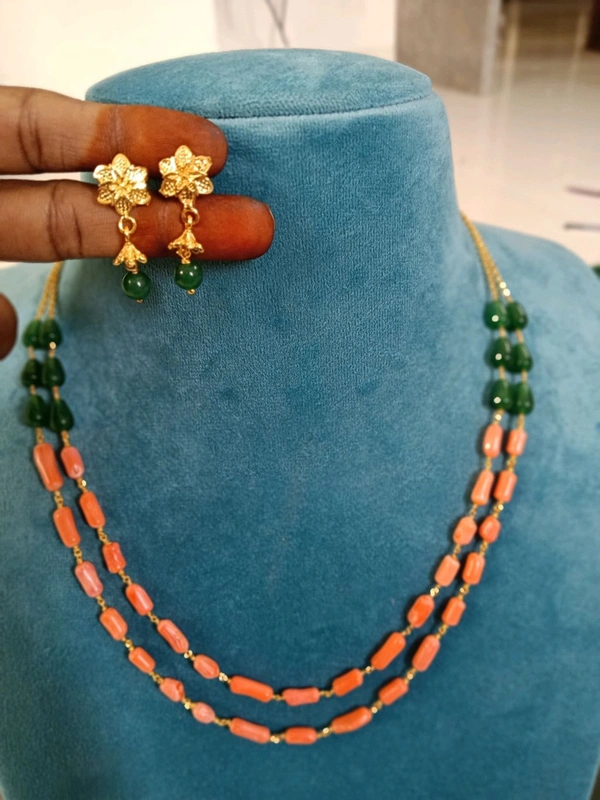Real Corals And Green kattutheega Chain 