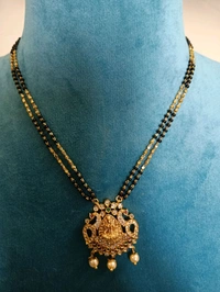 Black Beads With Laxmi Pendant 