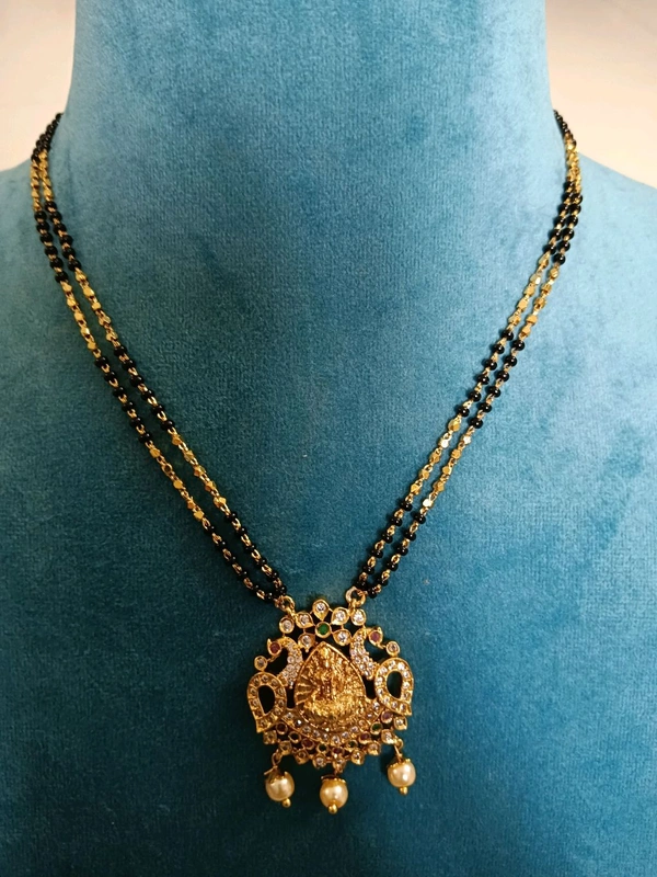 Black Beads With Laxmi Pendant 