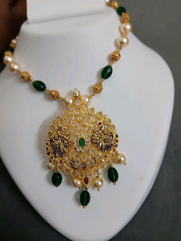 Peacock Pendant With Cz's  - Green