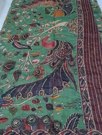 Soft Chanderi With Kantha Work  - green