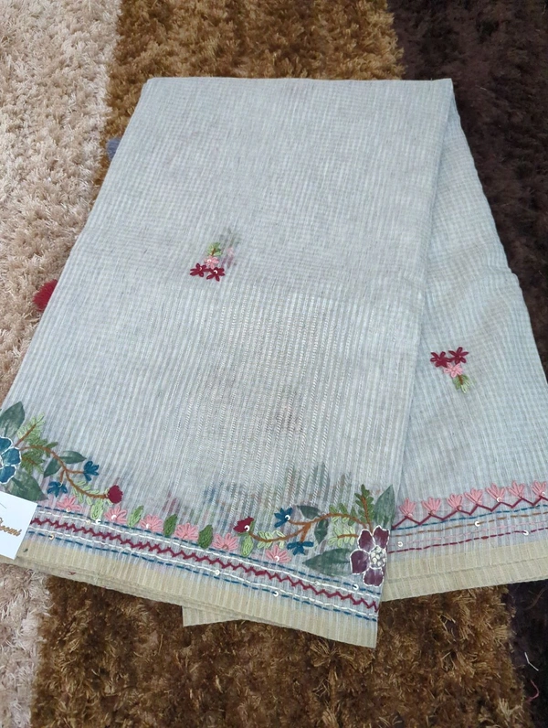 Cotton Doria Hand Work  - Gray